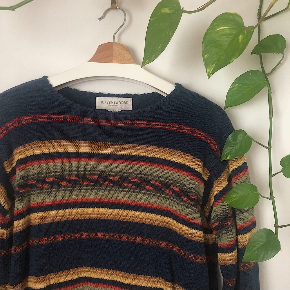 Jones New York Multicolored Stripped Sweater